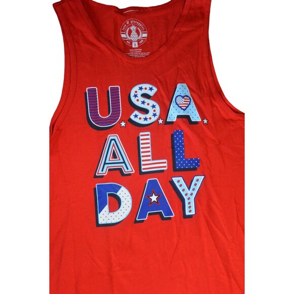 Love & Pineapples USA All Day Red Tank Top Size L 100% Cotton - Picture 2 of 5